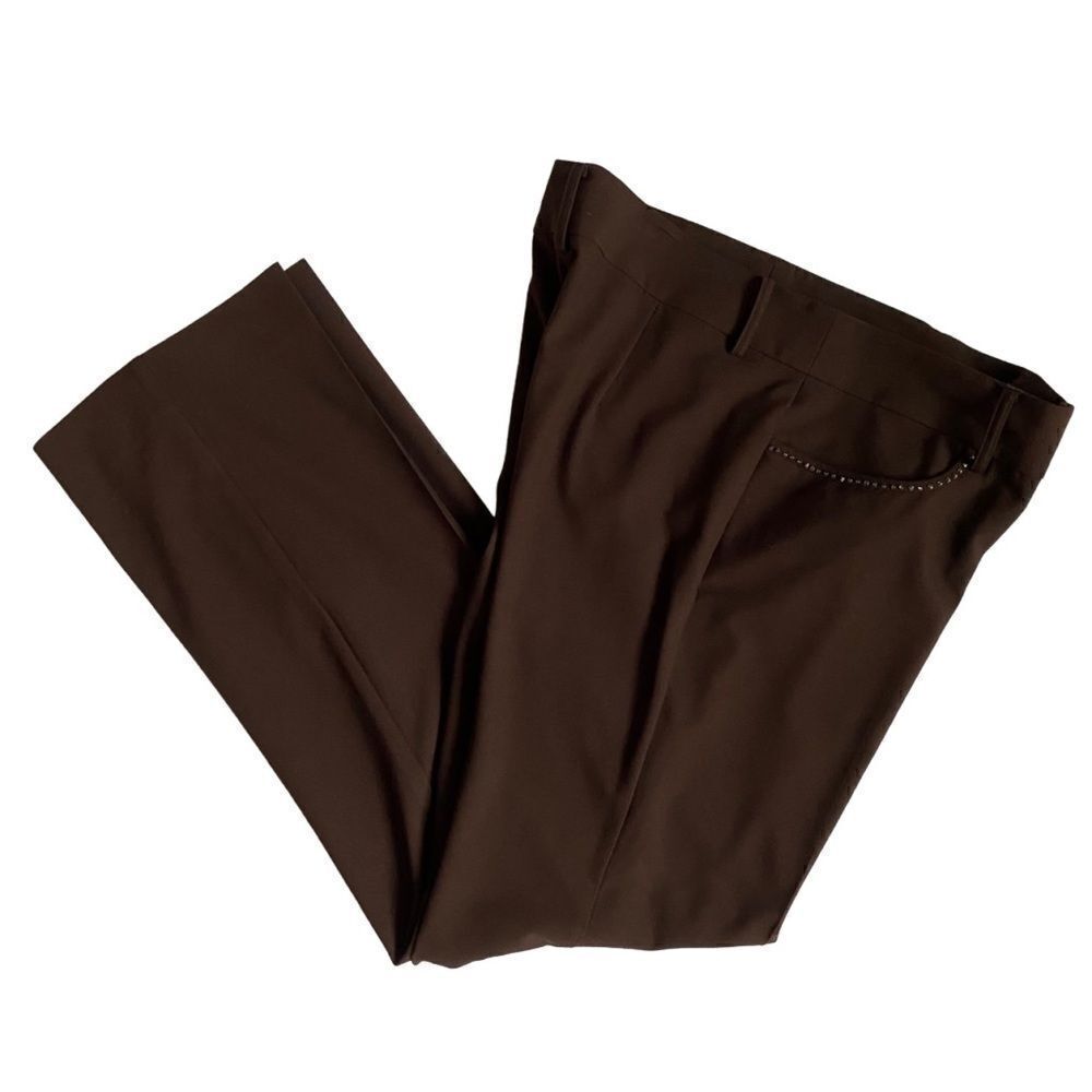 Karen Kane Brown Slacks Beaded Pockets Gorpcore Trousers SZ 10